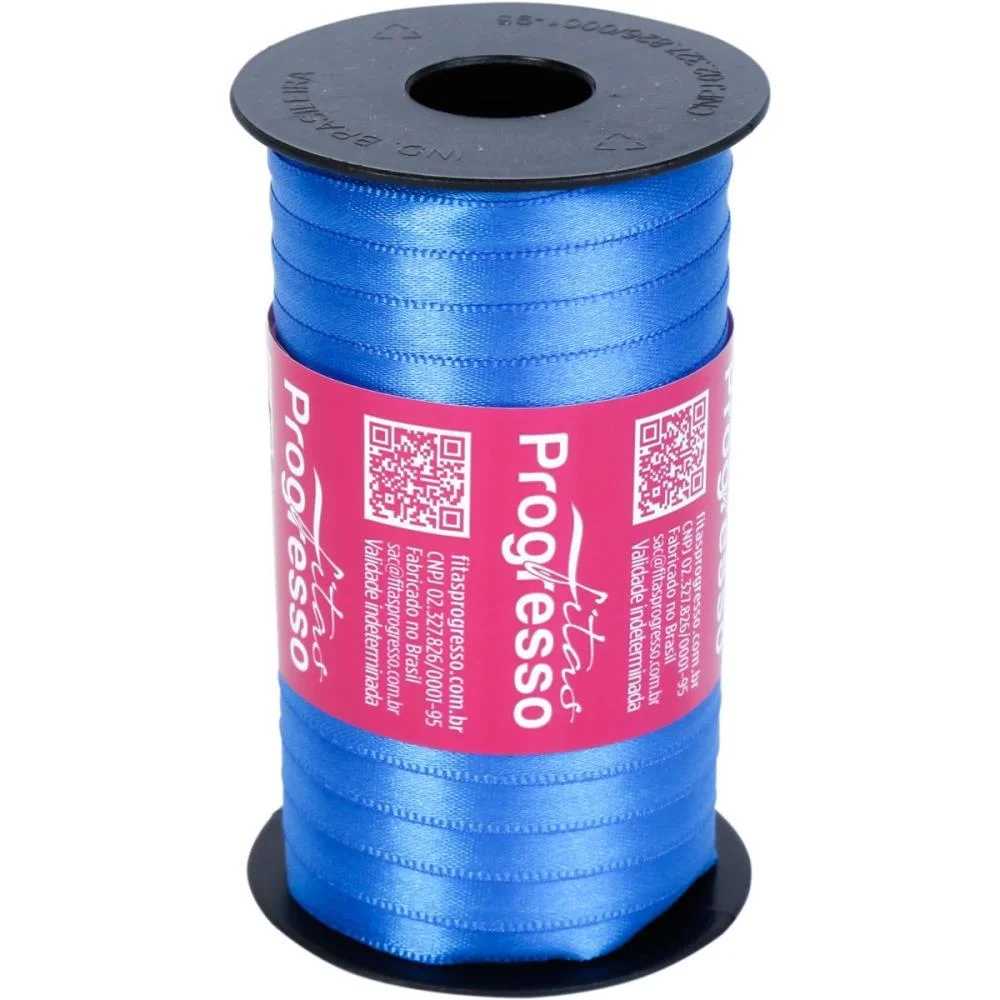 Fita De Cetim 07Mm 100M. Azul Royal 214 Fitas Progresso (Carretel)