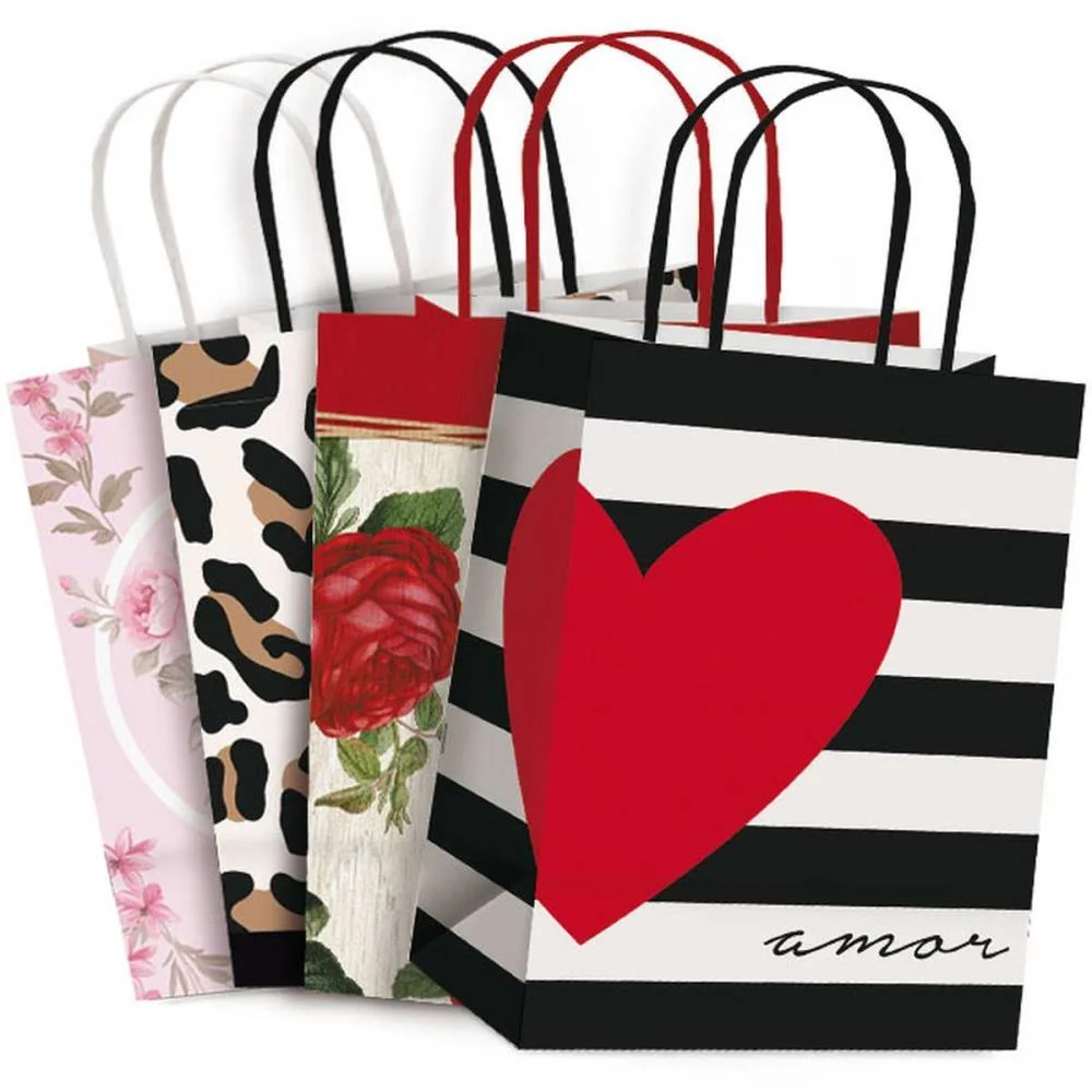 Sacola Para Presente Decorada Feminina 21,5X15X8Cm (S) Cromus (Pct.c/10)
