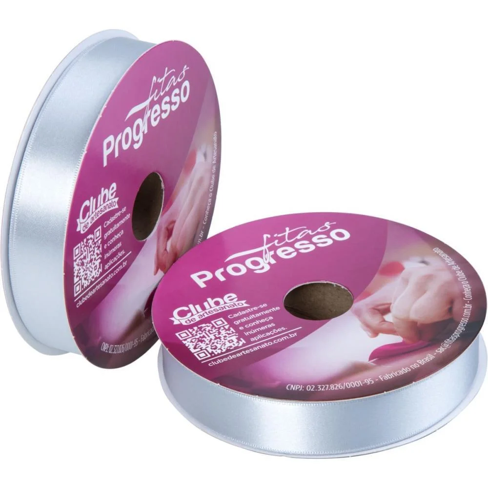 Fita De Cetim 22Mm 50M. Prata 084 Fitas Progresso (Rolo)