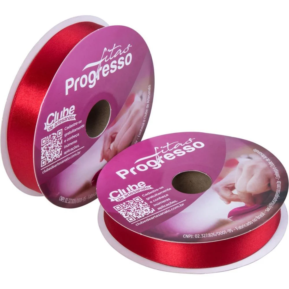 Fita De Cetim 22Mm 50M. Vermelho 209 Fitas Progresso (Rolo)