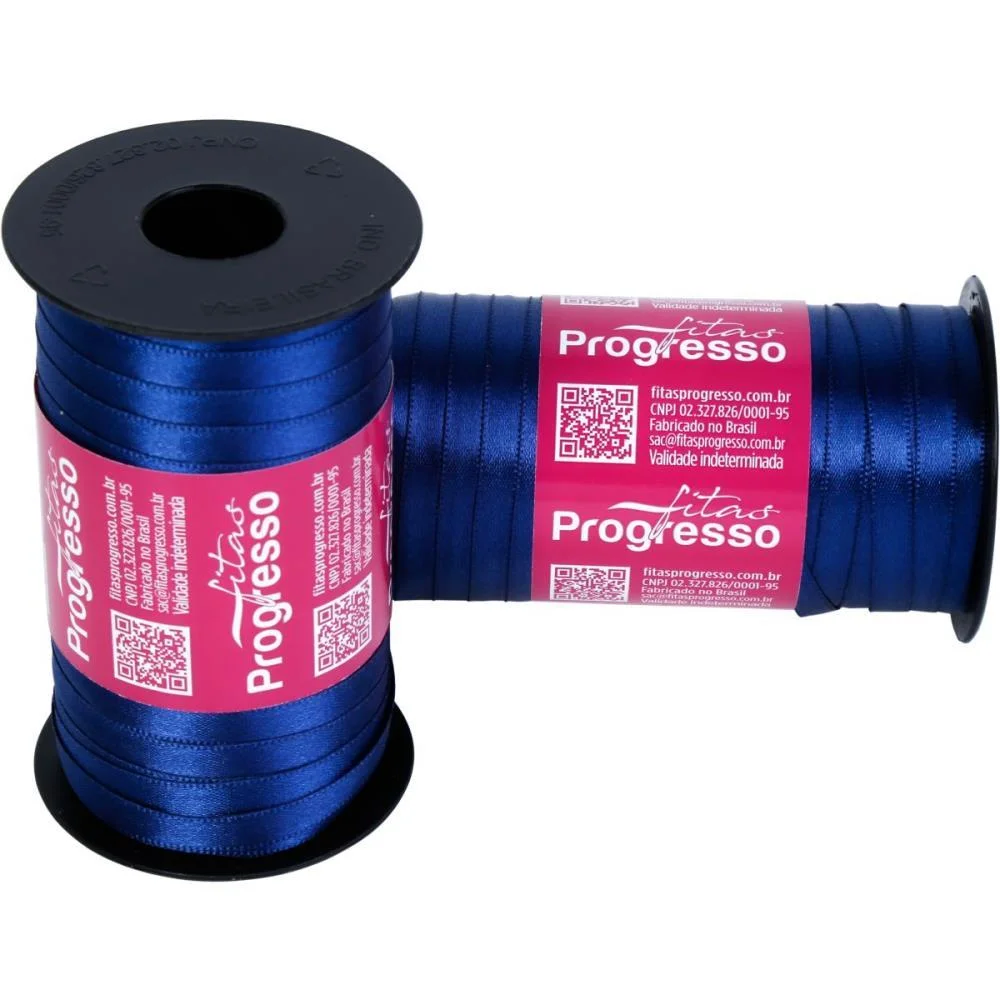 Fita De Cetim 07Mm 100M. Azul Marinho 215 Fitas Progresso (Carretel)