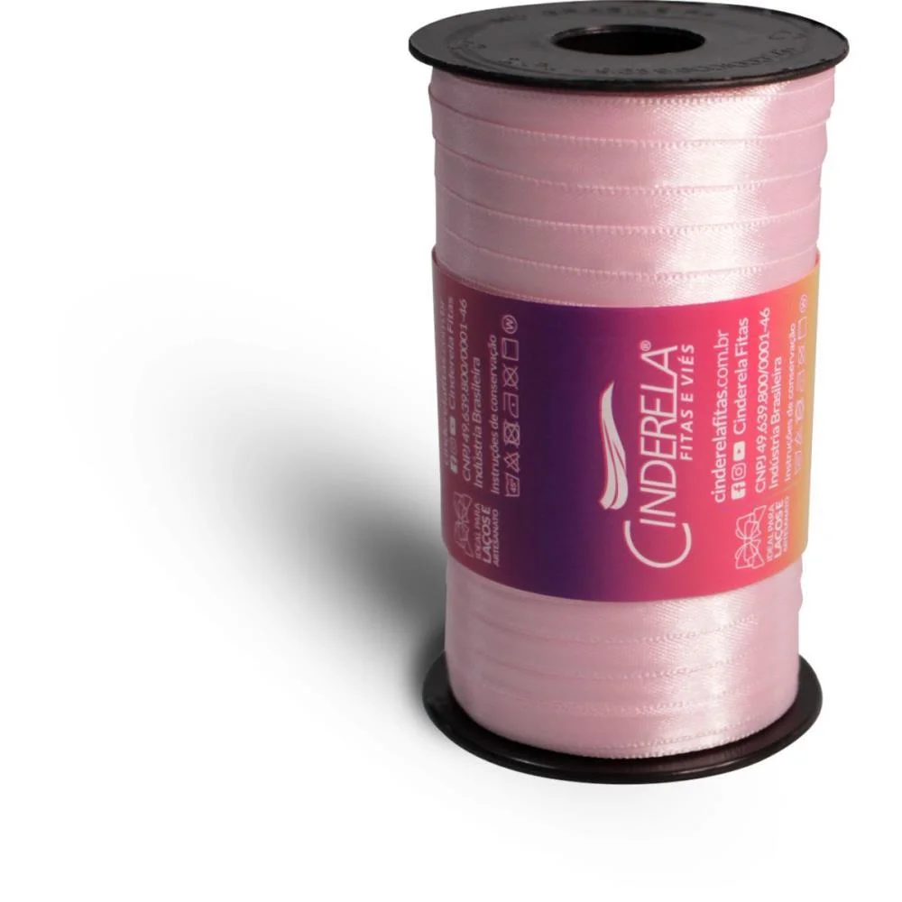Fita De Cetim 07Mm 100M. Rosa Cinderela