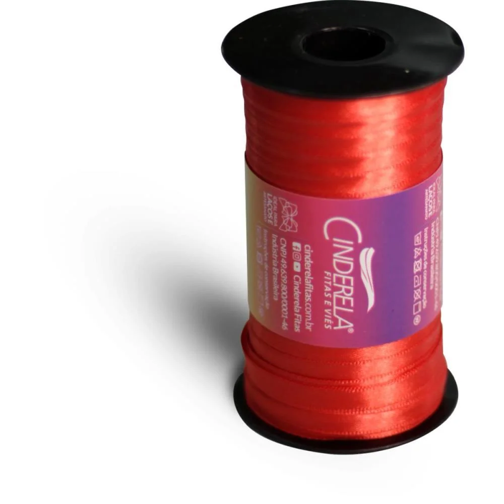 Fita De Cetim 07Mm 100M. Vermelho Paixao Cinderela