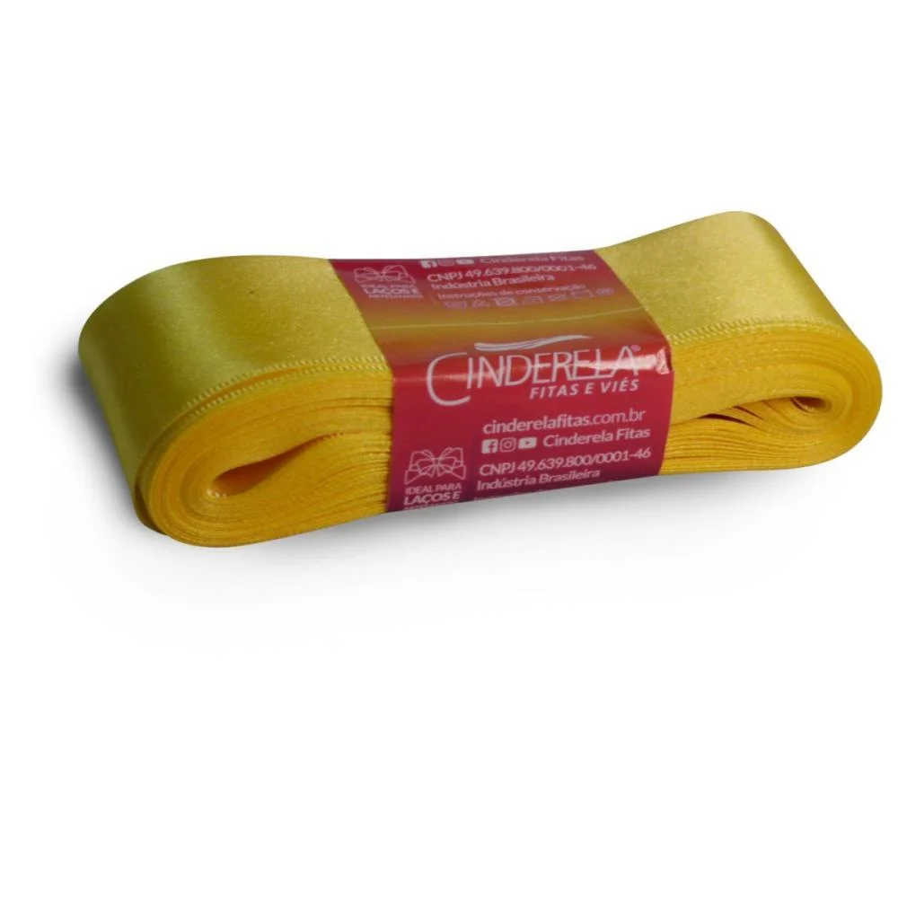Fita De Cetim 38Mm 10M. Amarelo Canario Cinderela