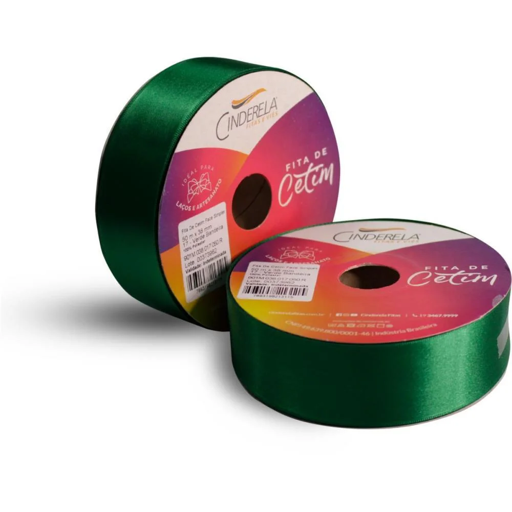 Fita De Cetim 38Mm 50M. Verde Bandeira Cinderela