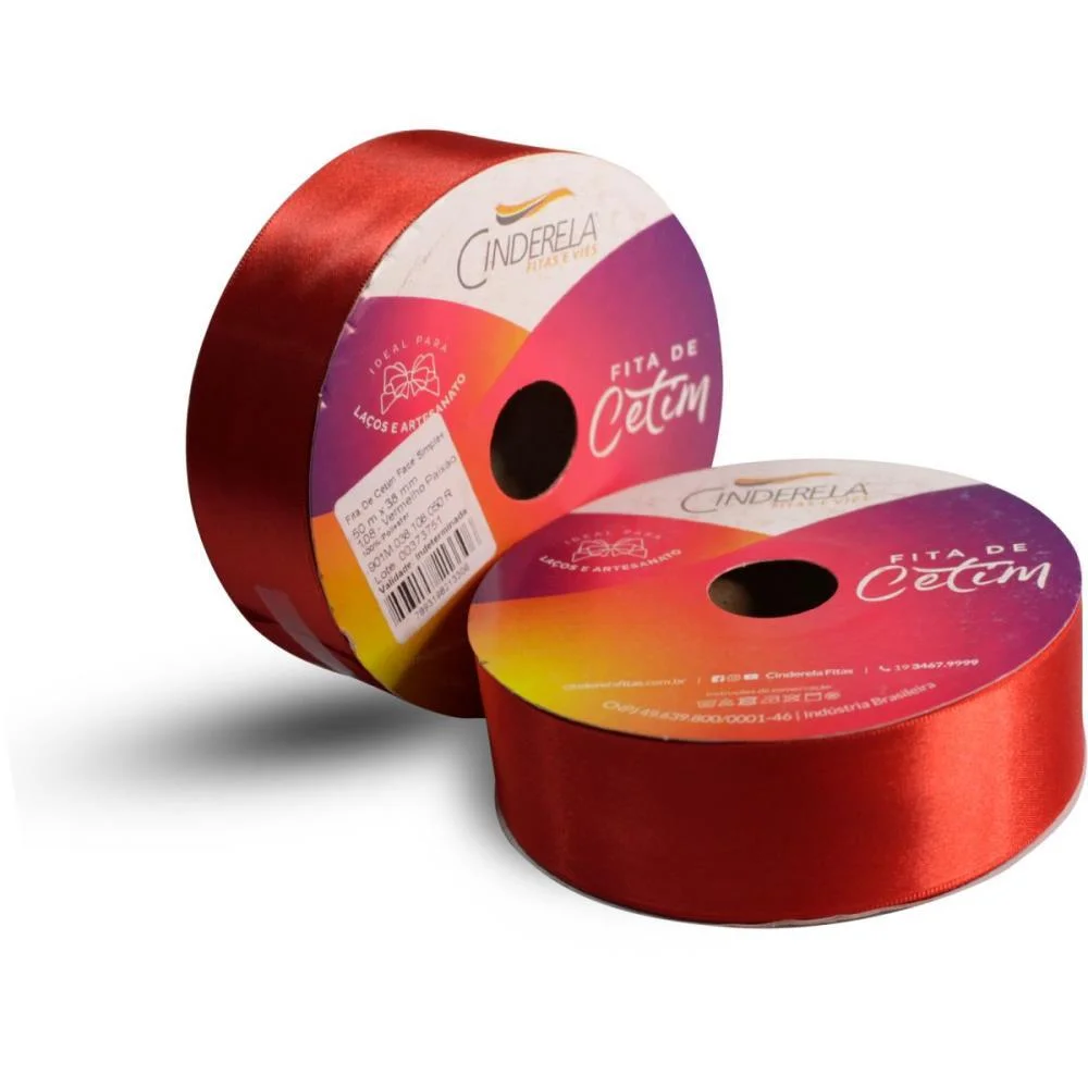 Fita De Cetim 38Mm 50M. Vermelho Paixao Cinderela