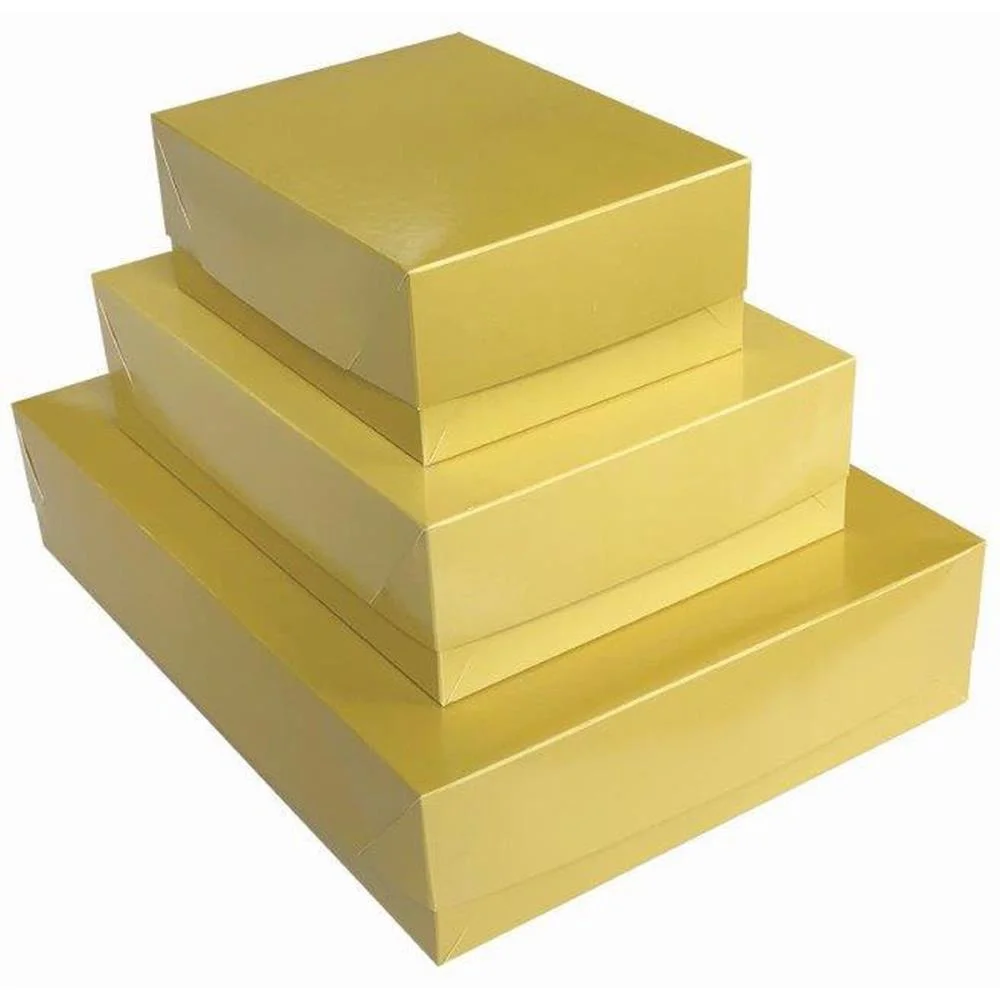 Caixa Para Presente Com Tampa Gd 35X25,5X7,5 Dourado Cristina (Pct.c/05)