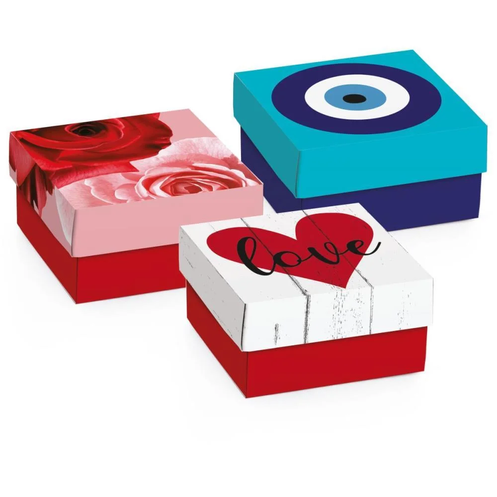 Caixa Para Presente Com Tampa Mini Quadr. M 9,5X9,5X4 (S) Cromus (Pct.c10)