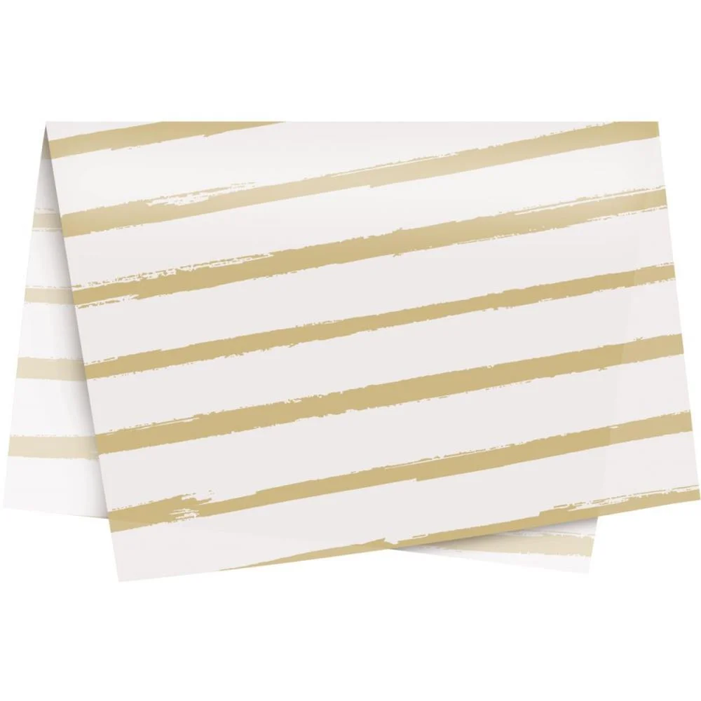 Papel Seda Decorado Listras Aquarela Ouro 49X69 Cromus (Pct.c/50)