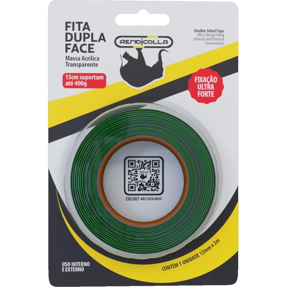 Fita Dupla Face Massa Acrilica 19Mmx2M. Verde Rendicolla (Blister)