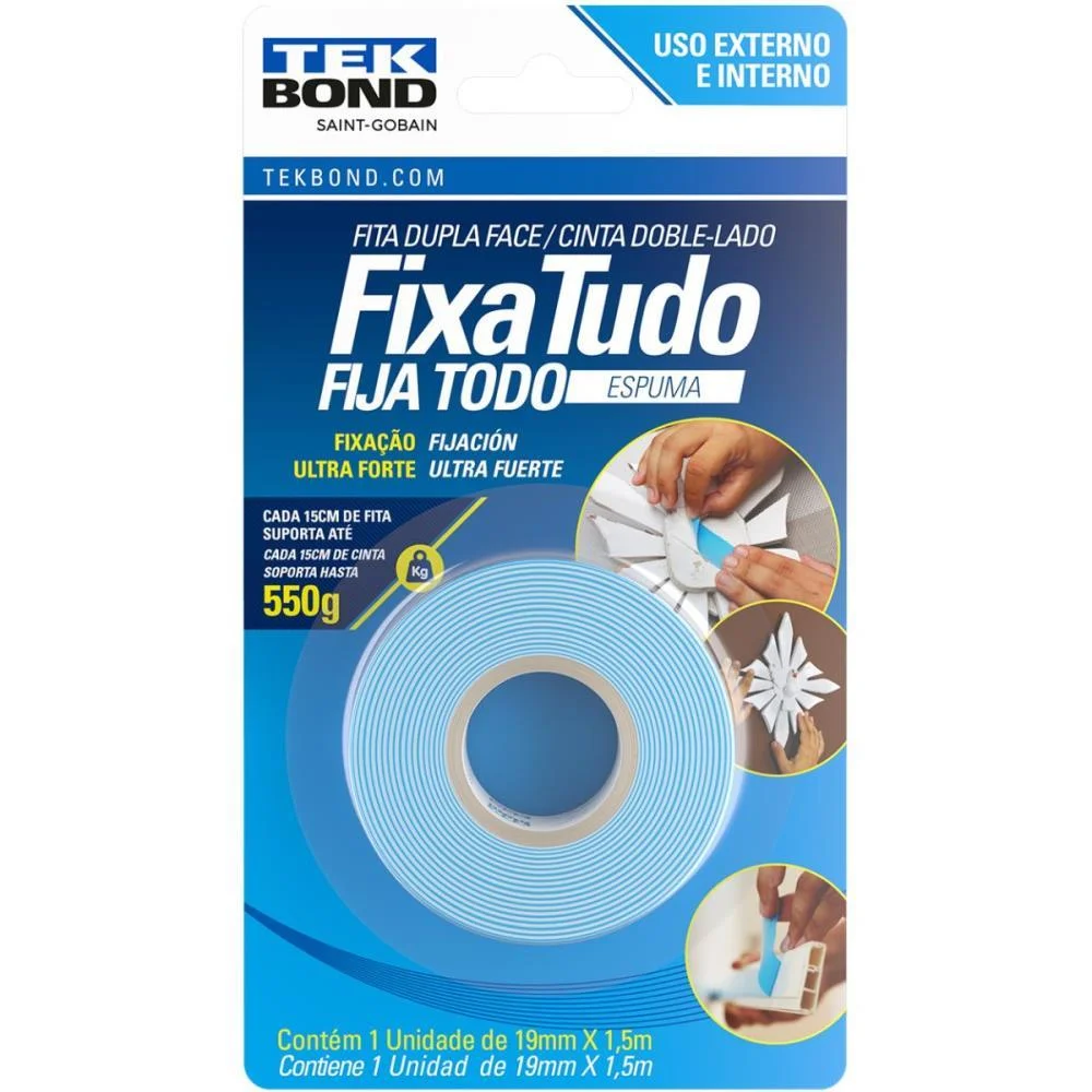 Fita Dupla Face Fixa Tudo Espuma 19Mmx1,5M Tekbond