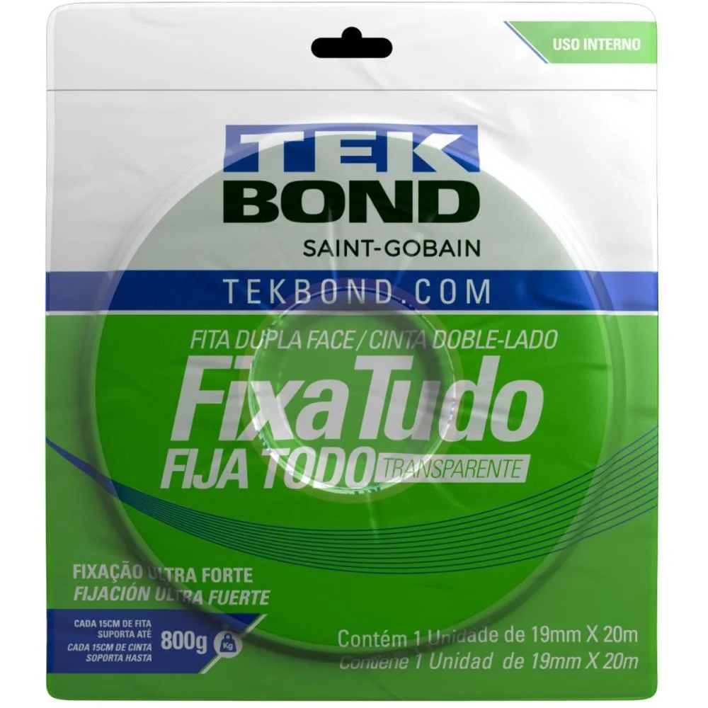 Fita Dupla Face Fixa Tudo Acrilico 19Mmx20M Tekbond