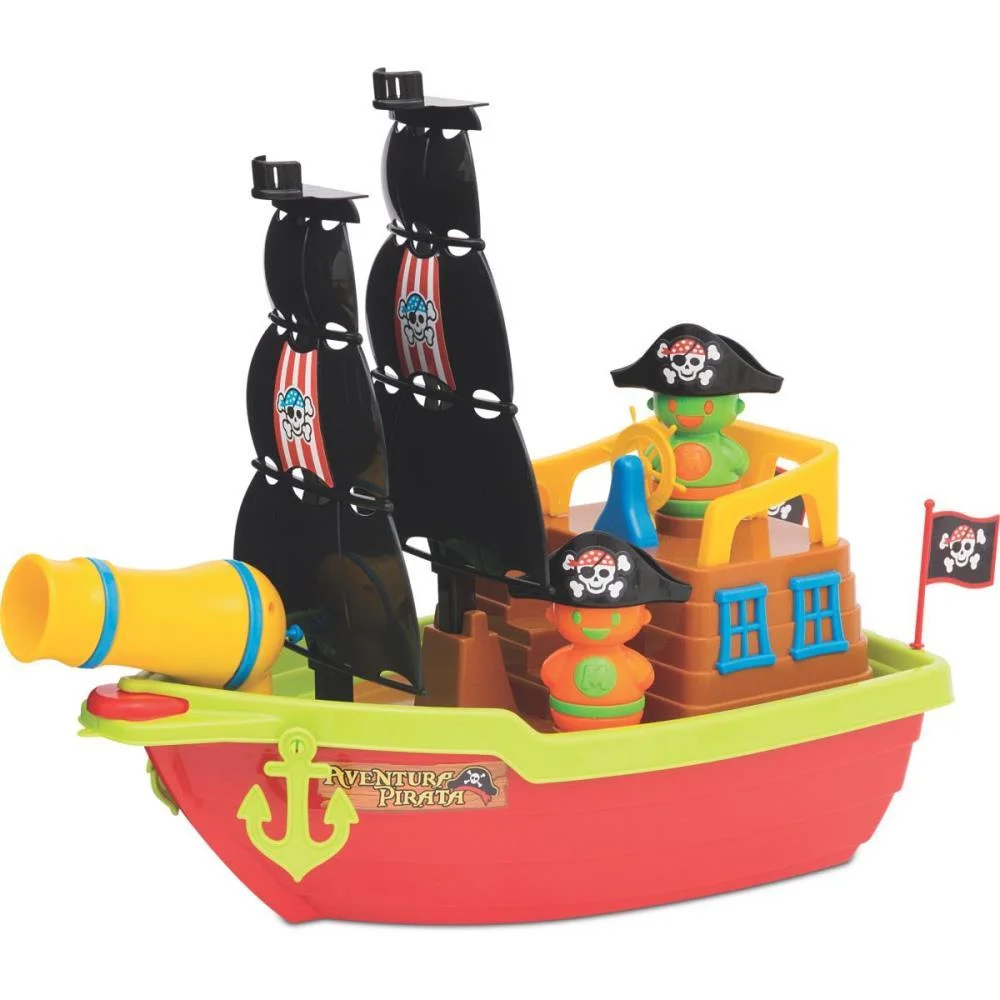Brinquedo Educativo Barco Aventura Pirata 43Cm. Merco Toys