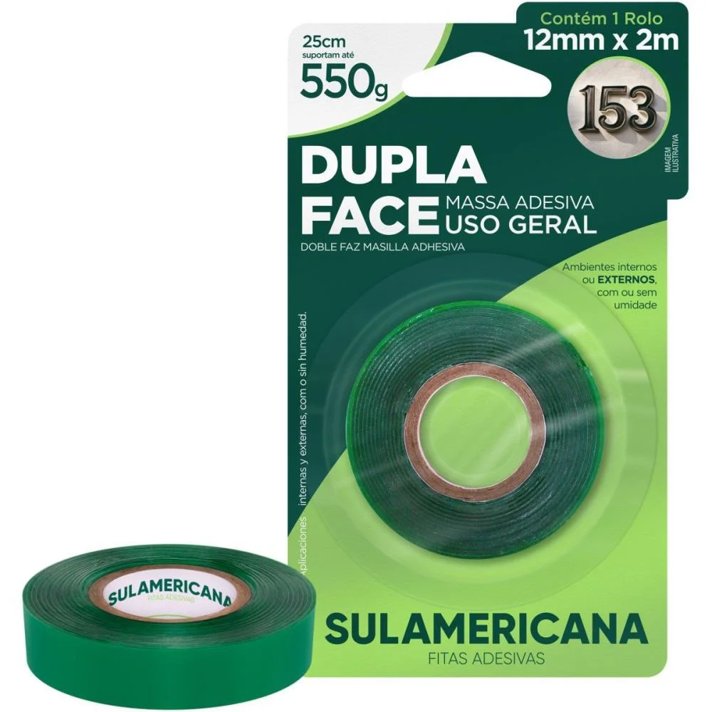 Fita Dupla Face Massa Acrilica 12Mmx2M Sulamericana