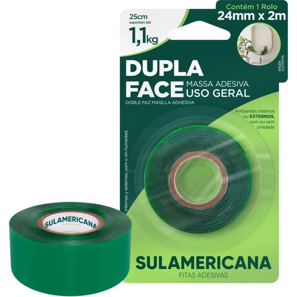 Fita Dupla Face Massa Acrilica 24Mmx2M. Sulamericana