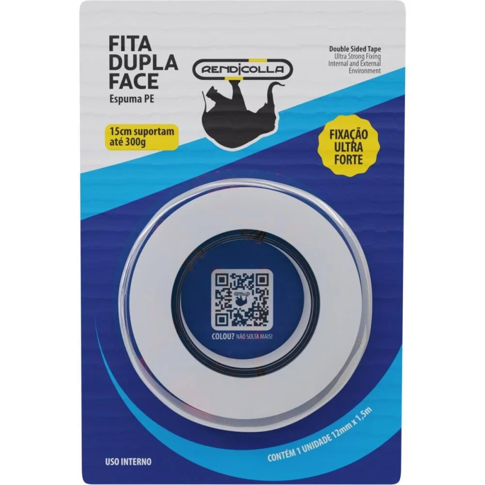 Fita Dupla Face Espuma Pe 19Mmx1,5M. Rendicolla (Blister)