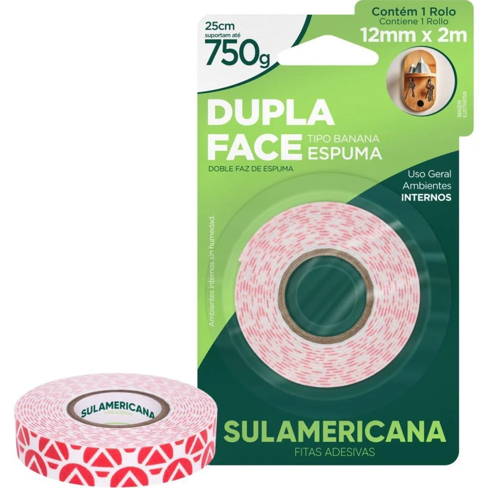Fita Dupla Face Espuma 12Mmx2M. Sulamericana