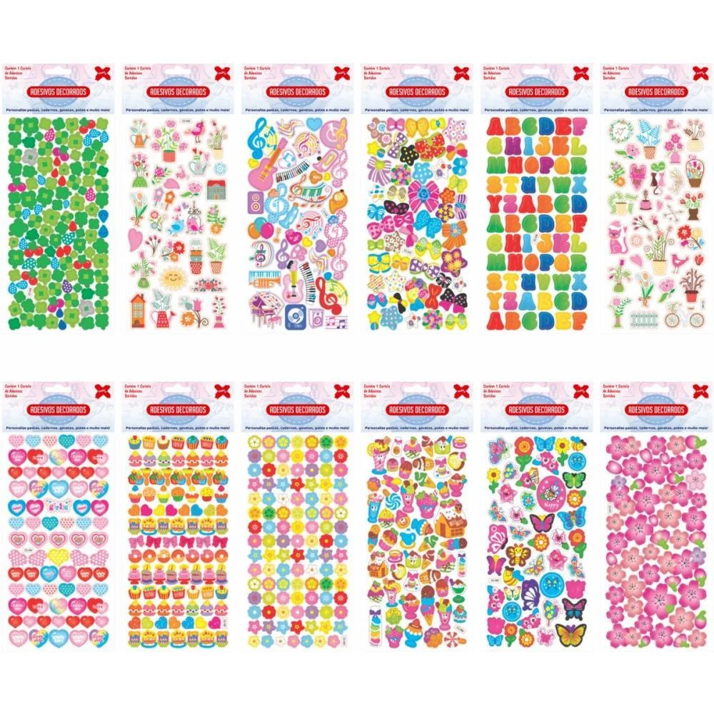 Adesivos Decorados 10X24Cm. Encanto Cartela Sort. Make+ (Pct.c/24)