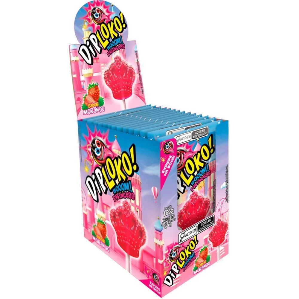 Doce Dip Loko Boom Princesas Danilla Foods C/ 15 Unidades