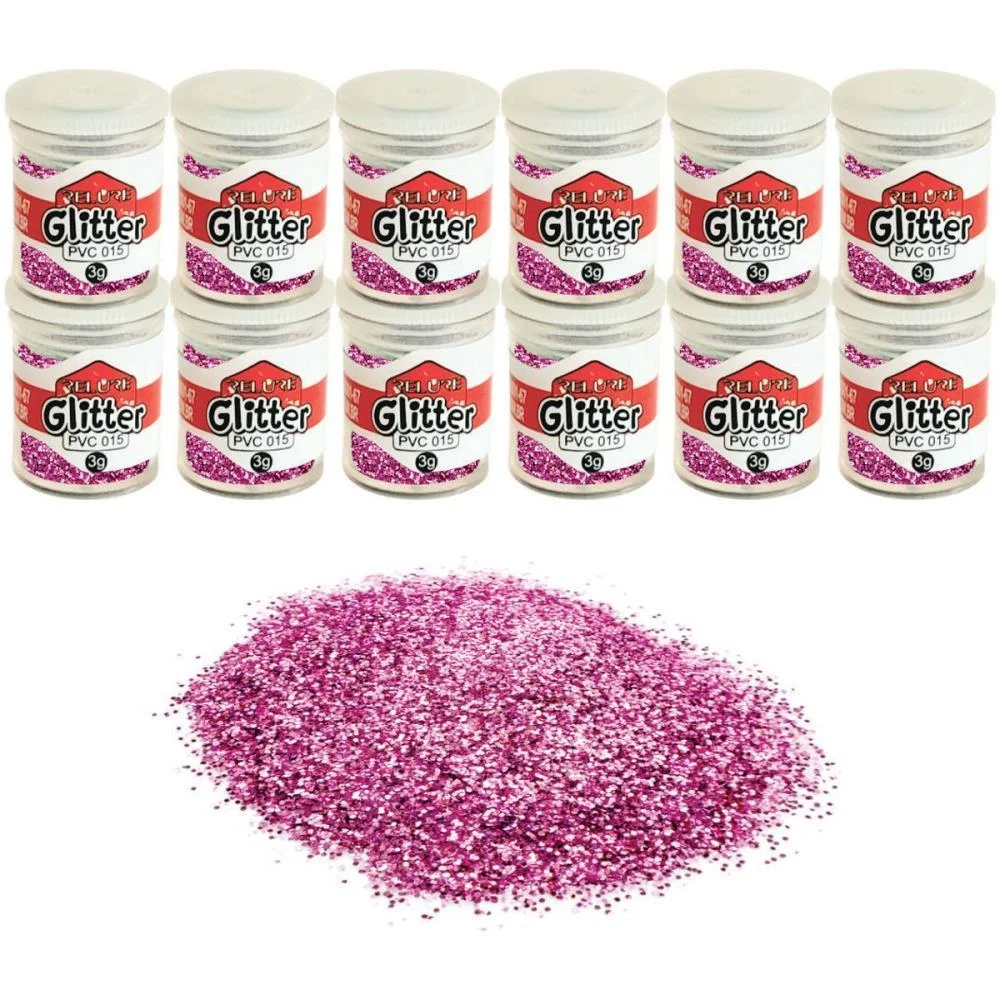 Glitter Pvc Rosa Potes 3G. Honey Com 12 Unidades