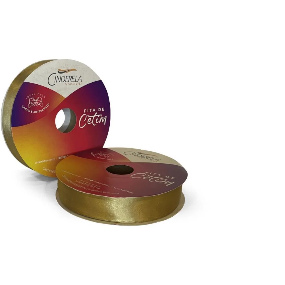 Fita De Cetim 22Mm 50M. Dourado Cinderela