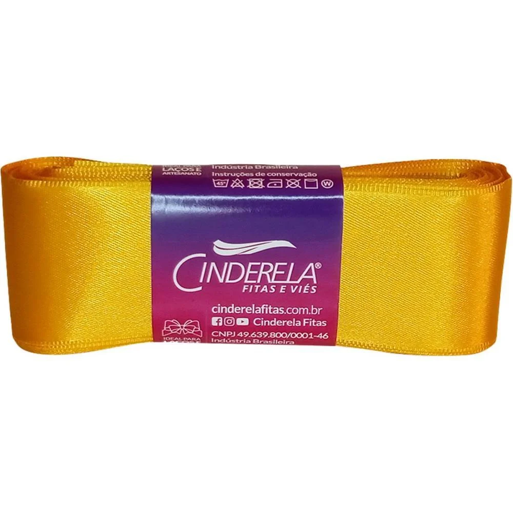 Fita De Cetim 38Mm 10M. Amarelo Ouro Cinderela