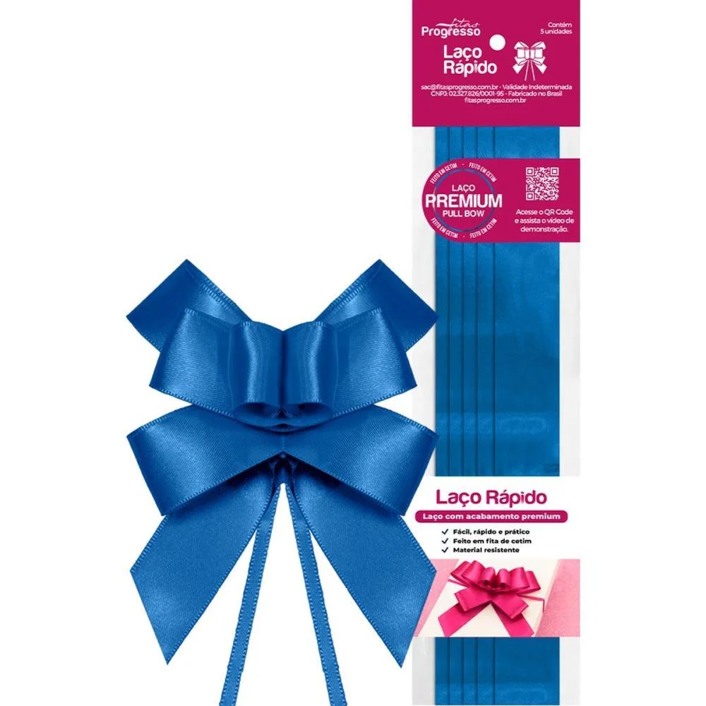Laco Pronto Liso 22Mmx44Cm Cetim Azul Royal Fitas Progresso (Pct.c/05)