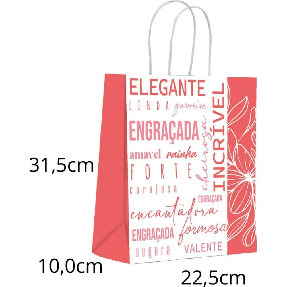 Sacola Para Presente Decorada Virtudes M 22X31X10Cm Scrity (Pct.c/10)