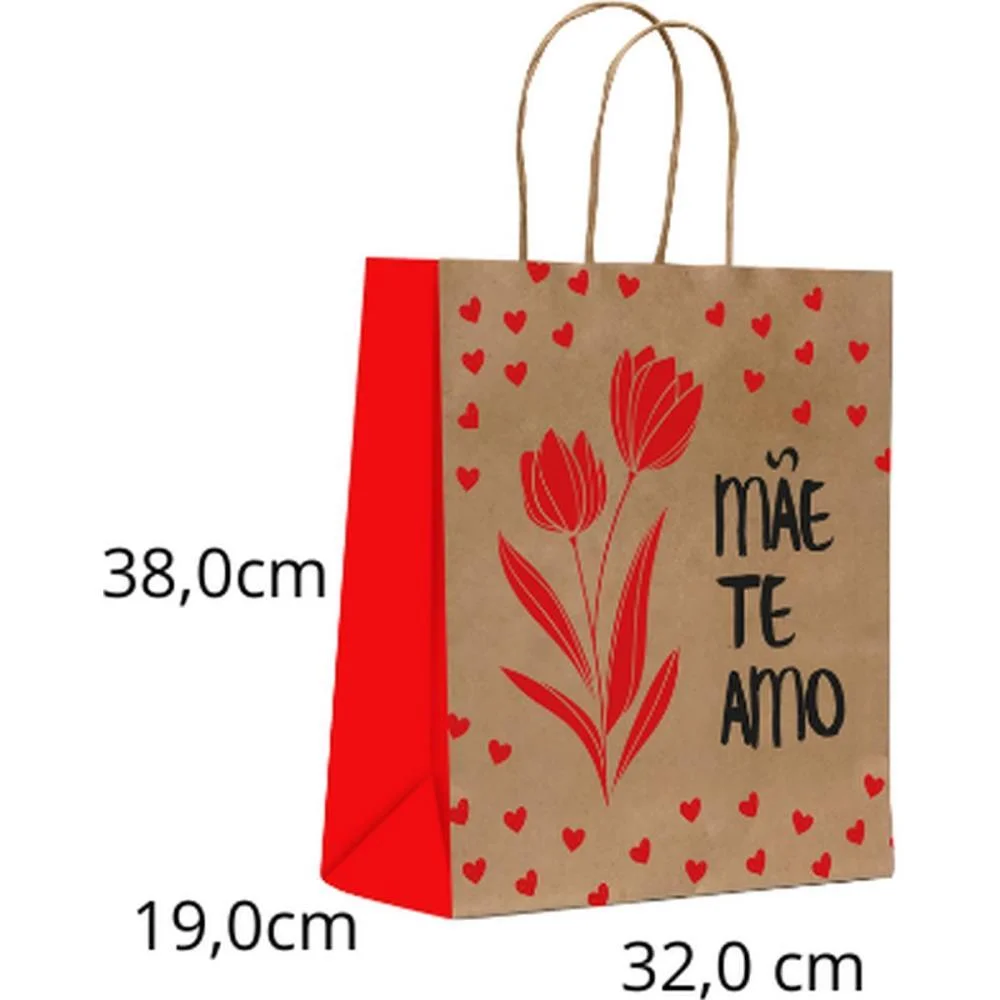 Sacola Para Presente Decorada Mae Te Amo G 32X38X19Cm Scrity (Pct.c/10)