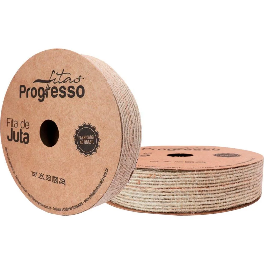 Fita Aramada De Juta 20Mmx10M. Cru Natural Fitas Progresso (Rolo)