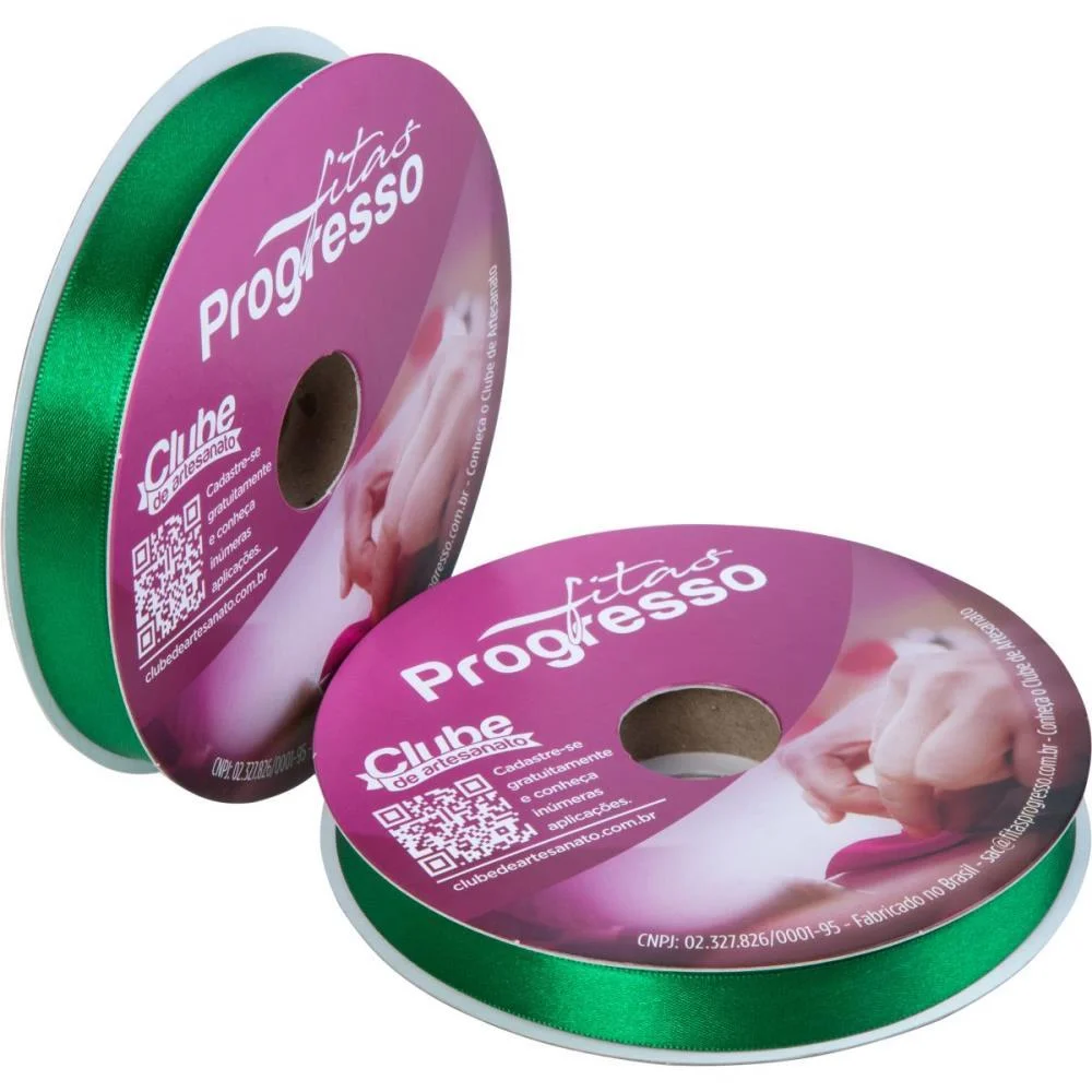 Fita De Cetim 15Mm 50M. Verde Bandeira 217 Fitas Progresso (Rolo)