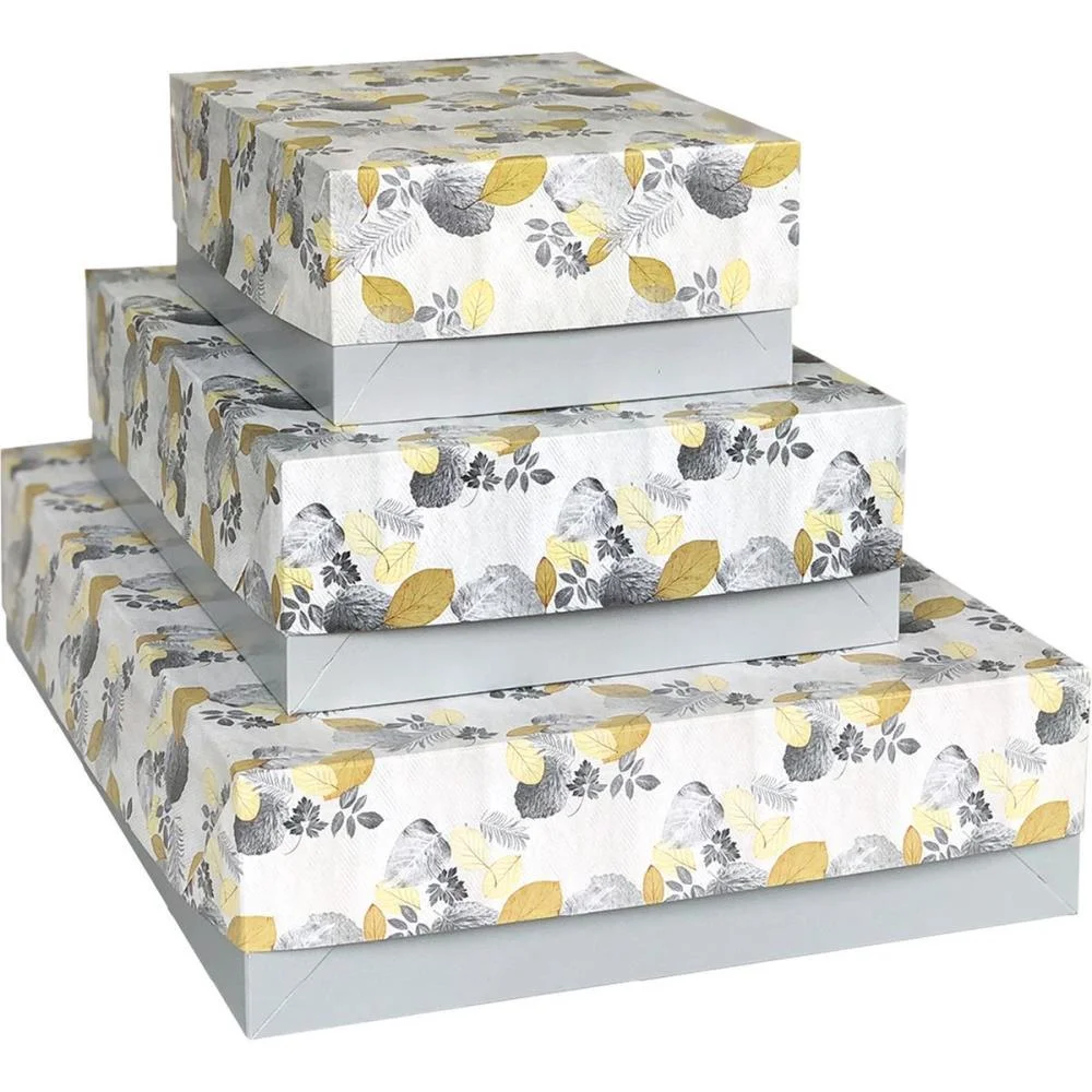 Caixa Para Presente Com Tampa Natureza Gd 35X25,5X7,5 Sortid Cristina (Pct.c/12)