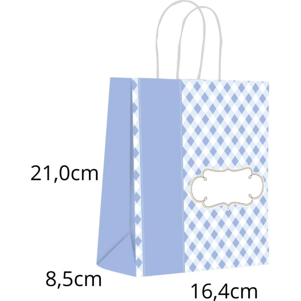 Sacola Para Presente Decorada Baby Azul P 16,4X21X8,5Cm Scrity (Pct.c/10)