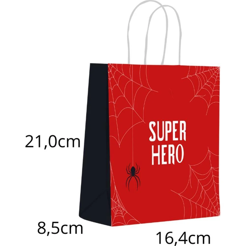 Sacola Para Presente Decorada Infantil Aranha P 16,4X21X8,5C Scrity (Pct.c/10)