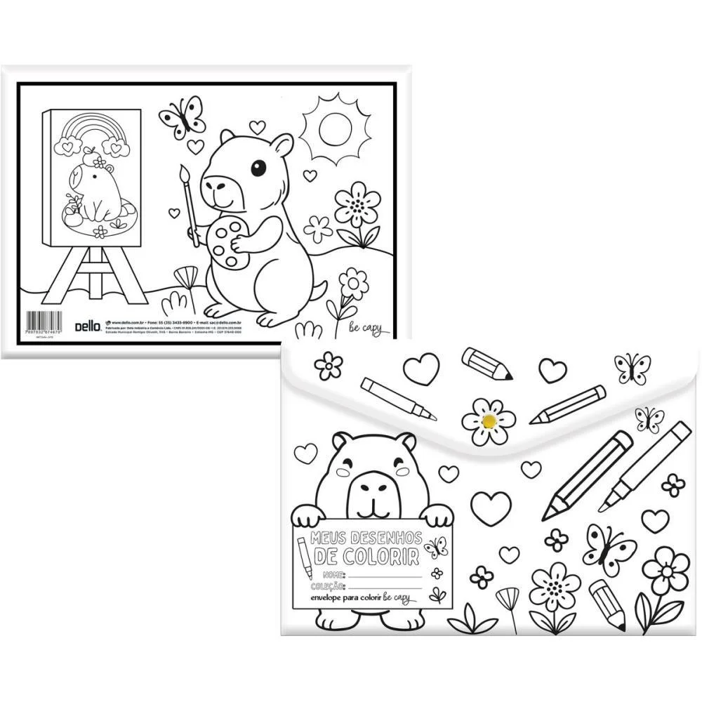 Pasta Envelope Capivara A4 Be Cappy I C/Botão Dello 10 Unidades
