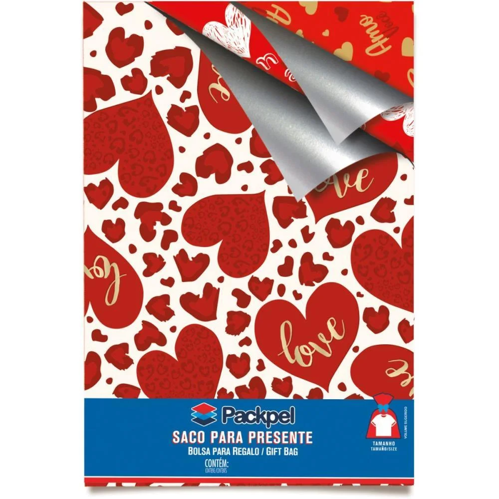 Saco Metalizado 30X45Cm Romantico Sortidos 30X44Cm Packpel C/ 100 Unidades