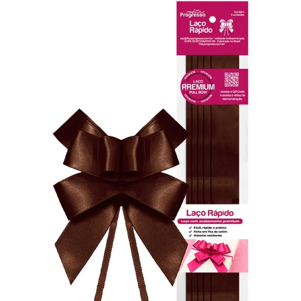 Laco Pronto Liso 22Mmx44Cm Cetim Marrom Cafe Fitas Progresso (Pct.c/05)