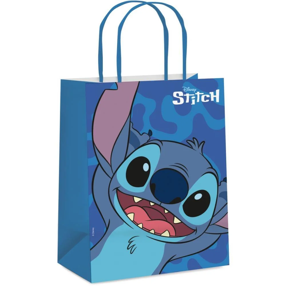 Sacola Para Presente Decorada Stitch M 26X19,5X9,5Cm Cromus (Pct.c/10)