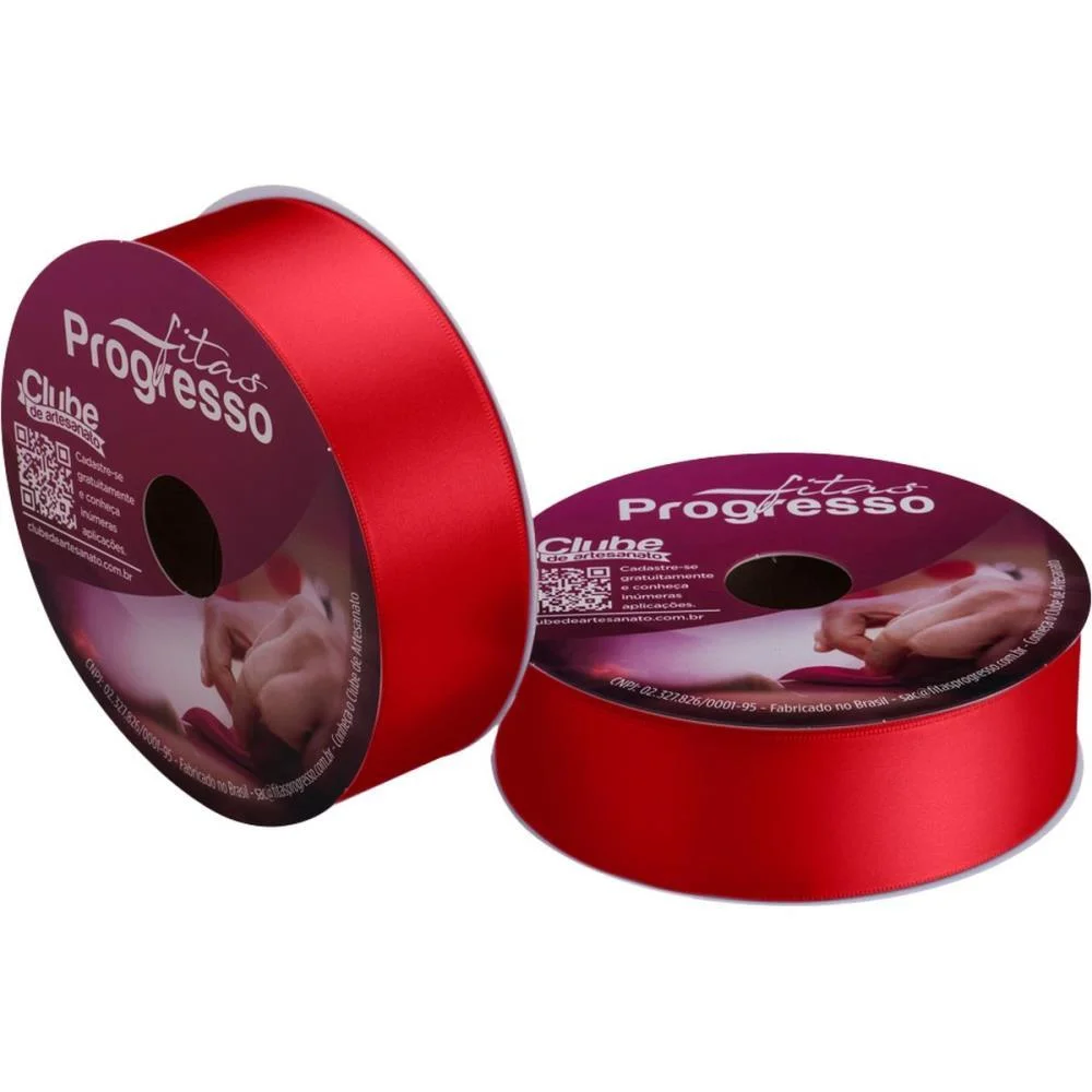 Fita De Cetim 38Mm 50M. Vermelho Cereja 2084 Fitas Progresso (Rolo)