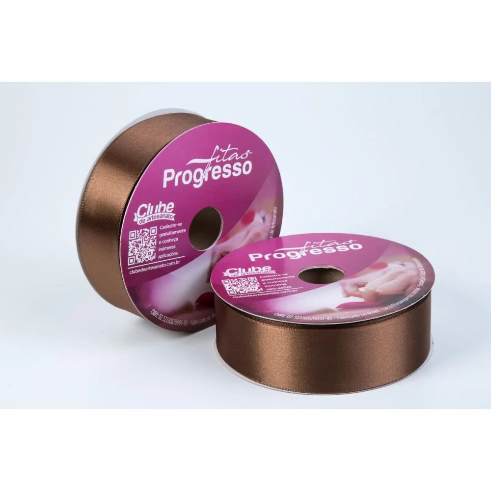 Fita De Cetim 38Mm 50M. Marrom 391 Fitas Progresso (Rolo)