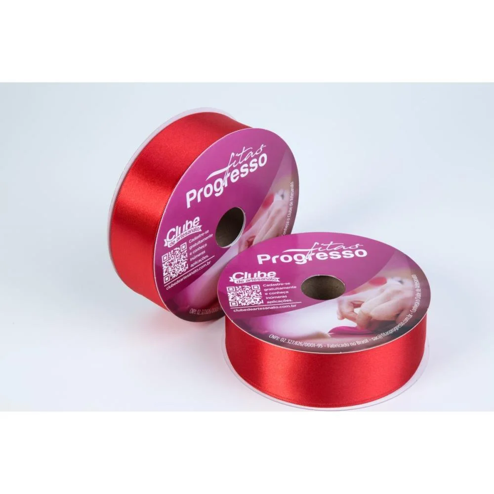 Fita De Cetim 38Mm 50M. Vermelho Tomate 1354 Fitas Progresso (Rolo)