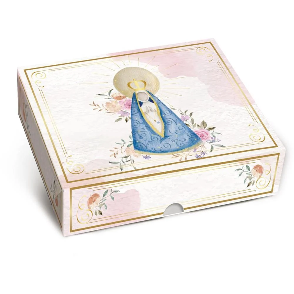 Caixa Para Presente Com Tampa Nossa Senhora M 25X20X5Cm Cromus (Pct.c/10)