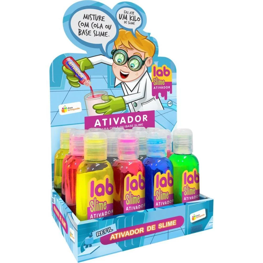 Slime Ativador Lab Slime (S) 120Ml. Doce Brinquedo (Dp.c/16)