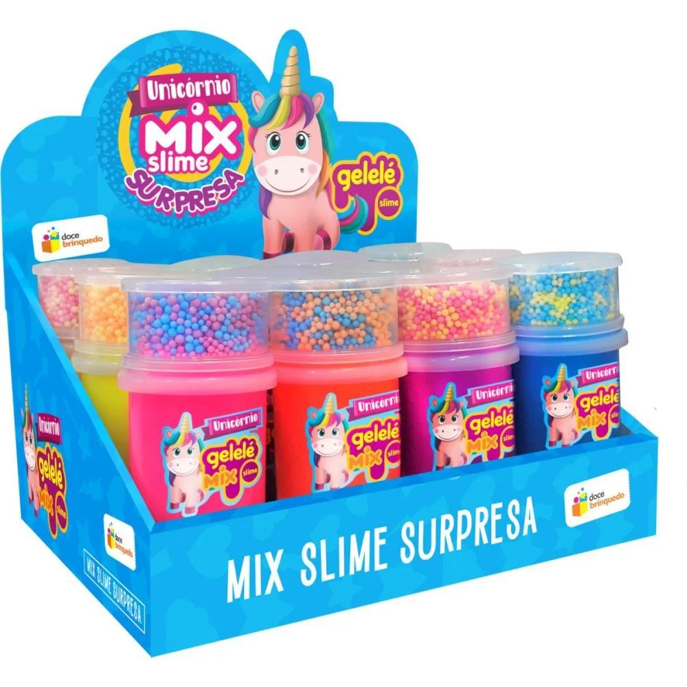 Slime Gelele Mix Surpresa Unicornio Doce Brinquedo C/ 12 Unidades