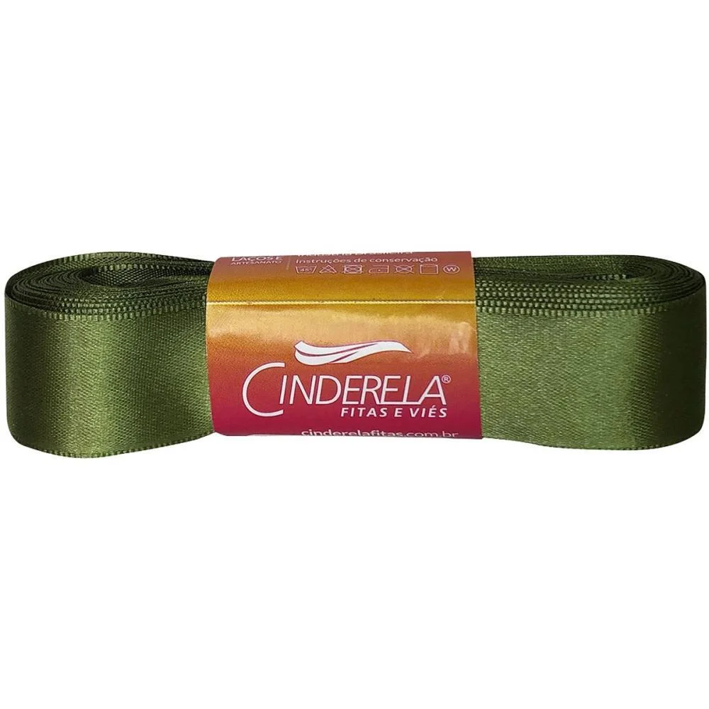 Fita De Cetim 22Mm 10M. Verde Militar Cinderela