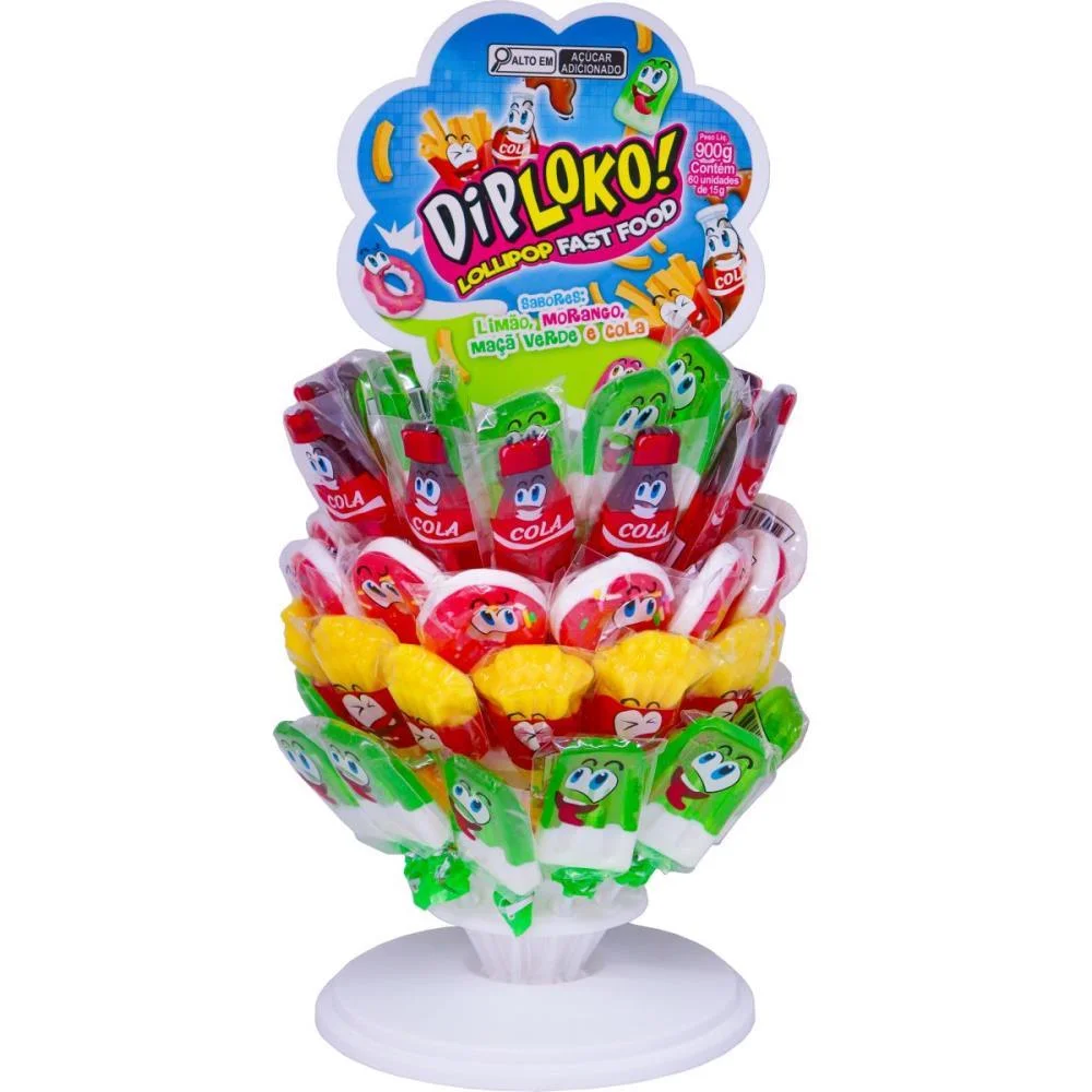 Doce Dip Loko Lollipop Fast Food Danilla Foods C/ 60 Unidades