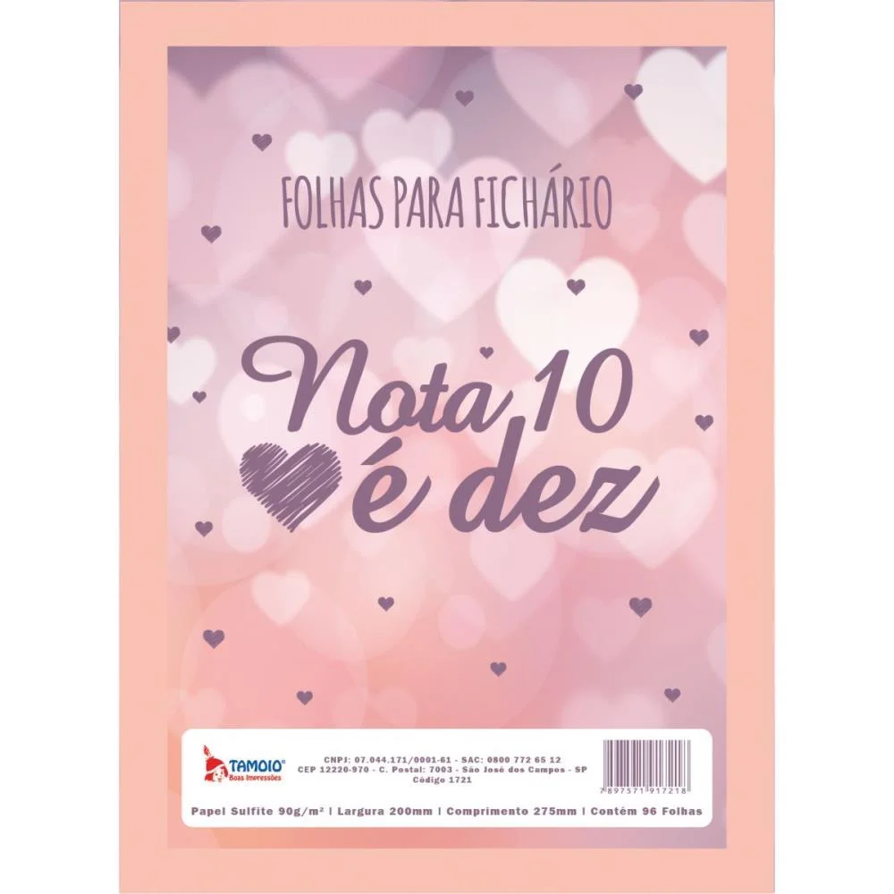 Bloco Para Fichario Universit. Nota 10 E Dez Decorado 64F. Tamoio (Pct.c/05)