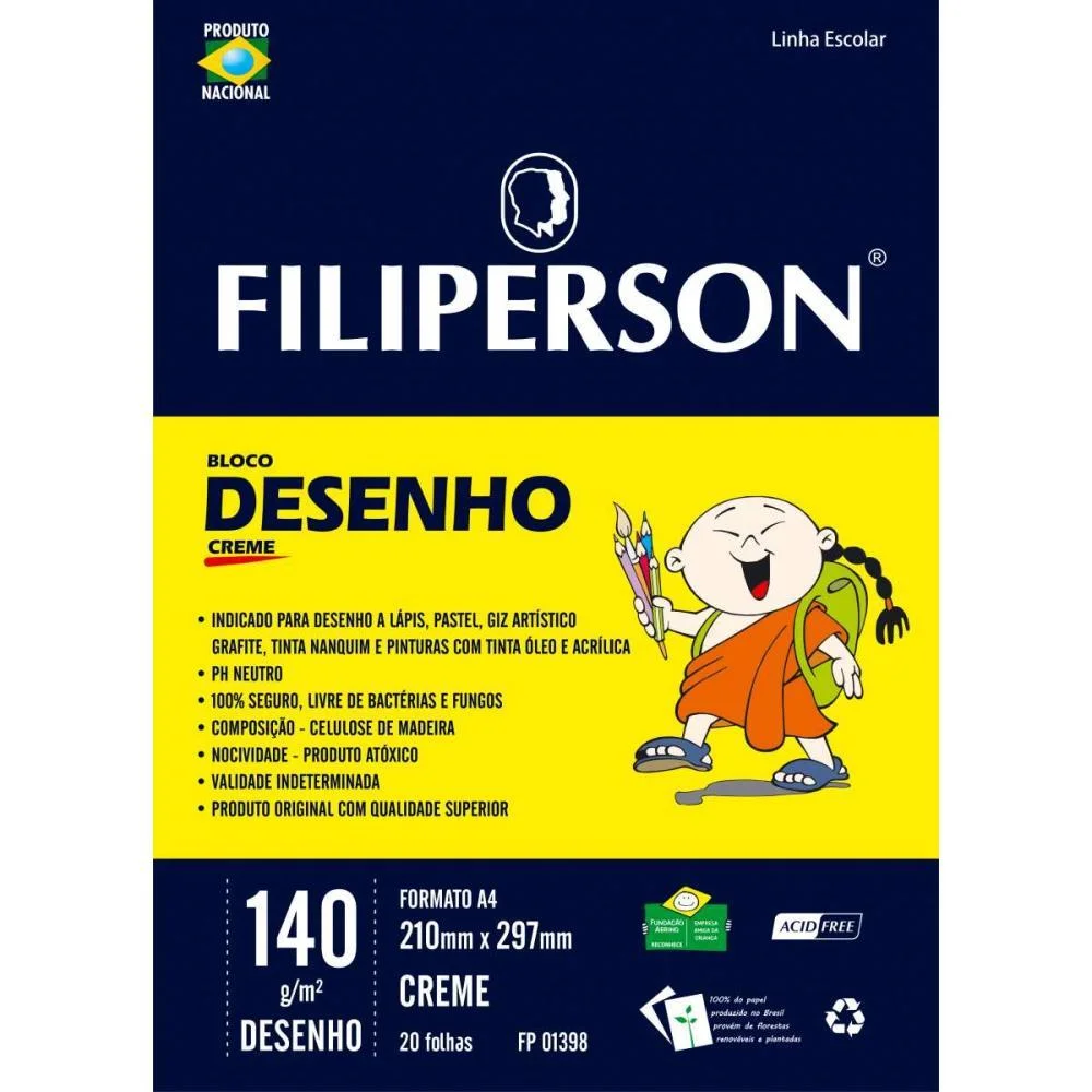 Bloco Tecnico Sem Margem Desenho A-4 140G.20Fls.creme Filiperson (Pct.c/05)