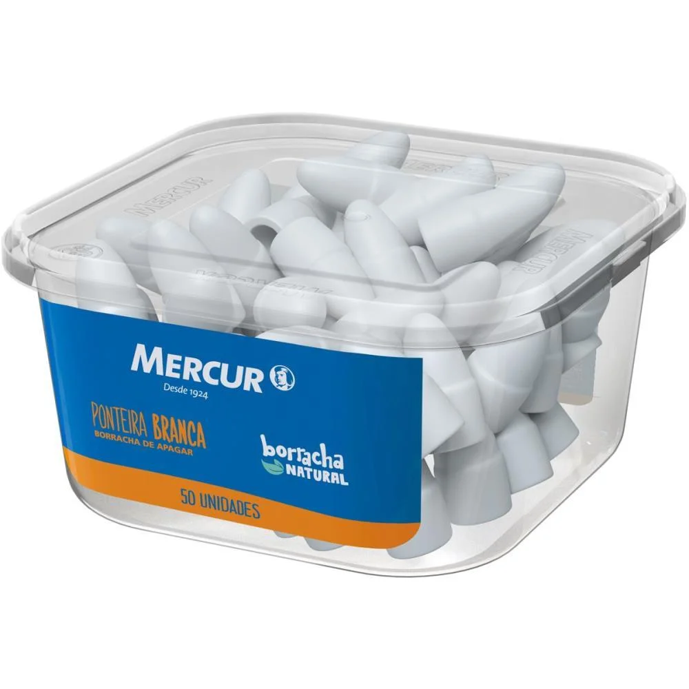 Borracha Ponteira Branca P/Lapis Mercur C/ 50 Unidades