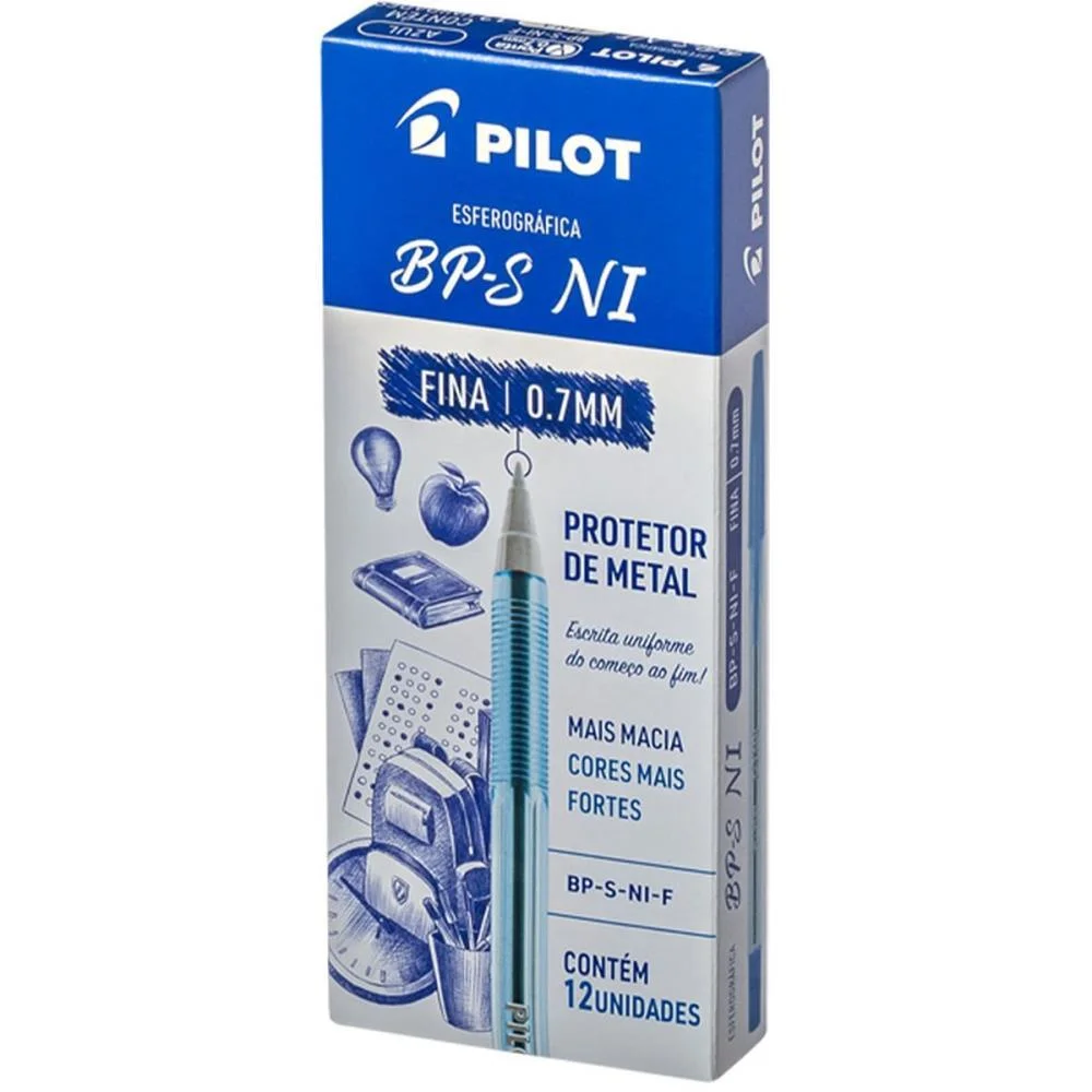 Caneta Esferografica Bp-S 0.7Mm Azul Pilot (Cx.c/12)